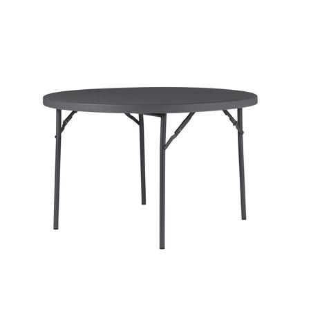 ZOWN Folding Table, Resin, 48" Round, Seats 6, Grey Color 60533SGY1E